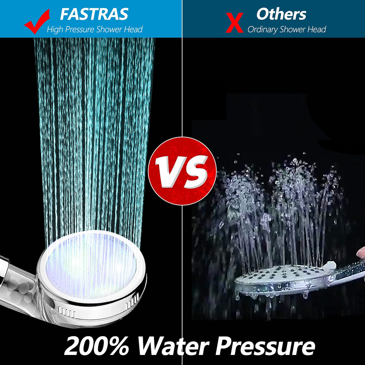 FASTRAS LED shower head PTFE tape ensures easy installation and leak prevention.