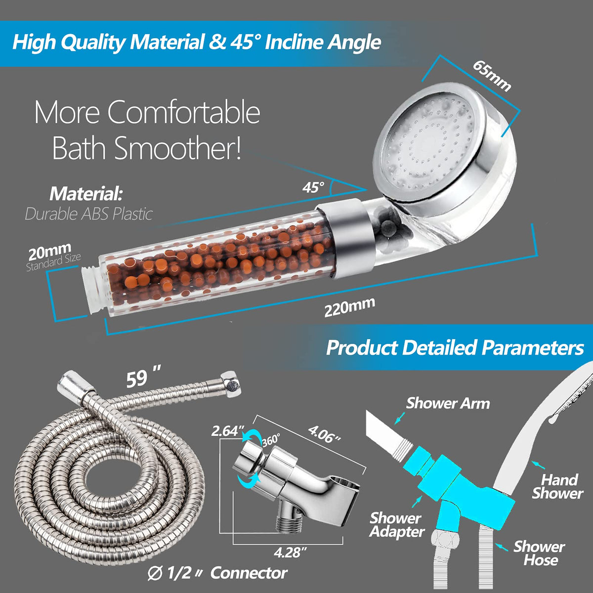 FASTRAS LED shower head sponges aid cleaning and maintenance.