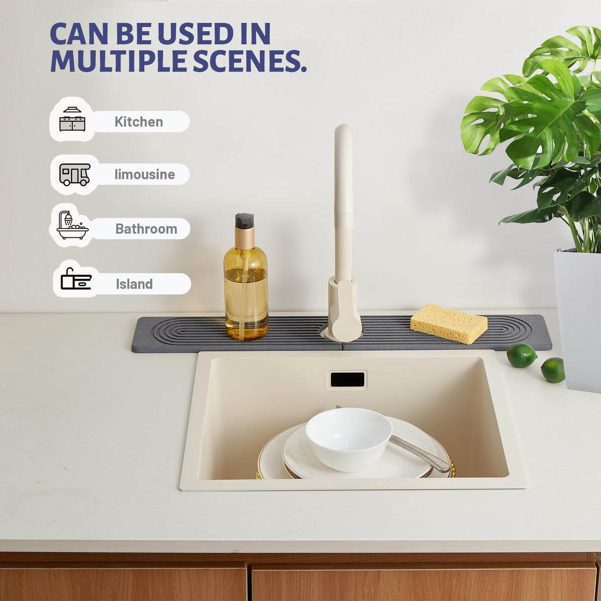 Fatilin compact size fits under most faucets without blocking controls.