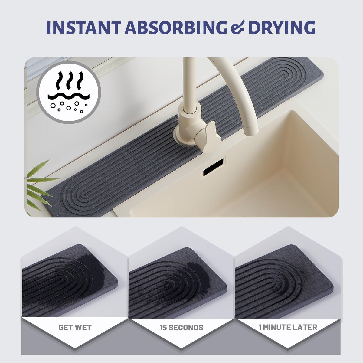 Fatilin sink tray with sponge holder helps organize cleaning tools.
