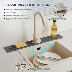 Fatilin anti-slip faucet mat with silicone feet stays in place.