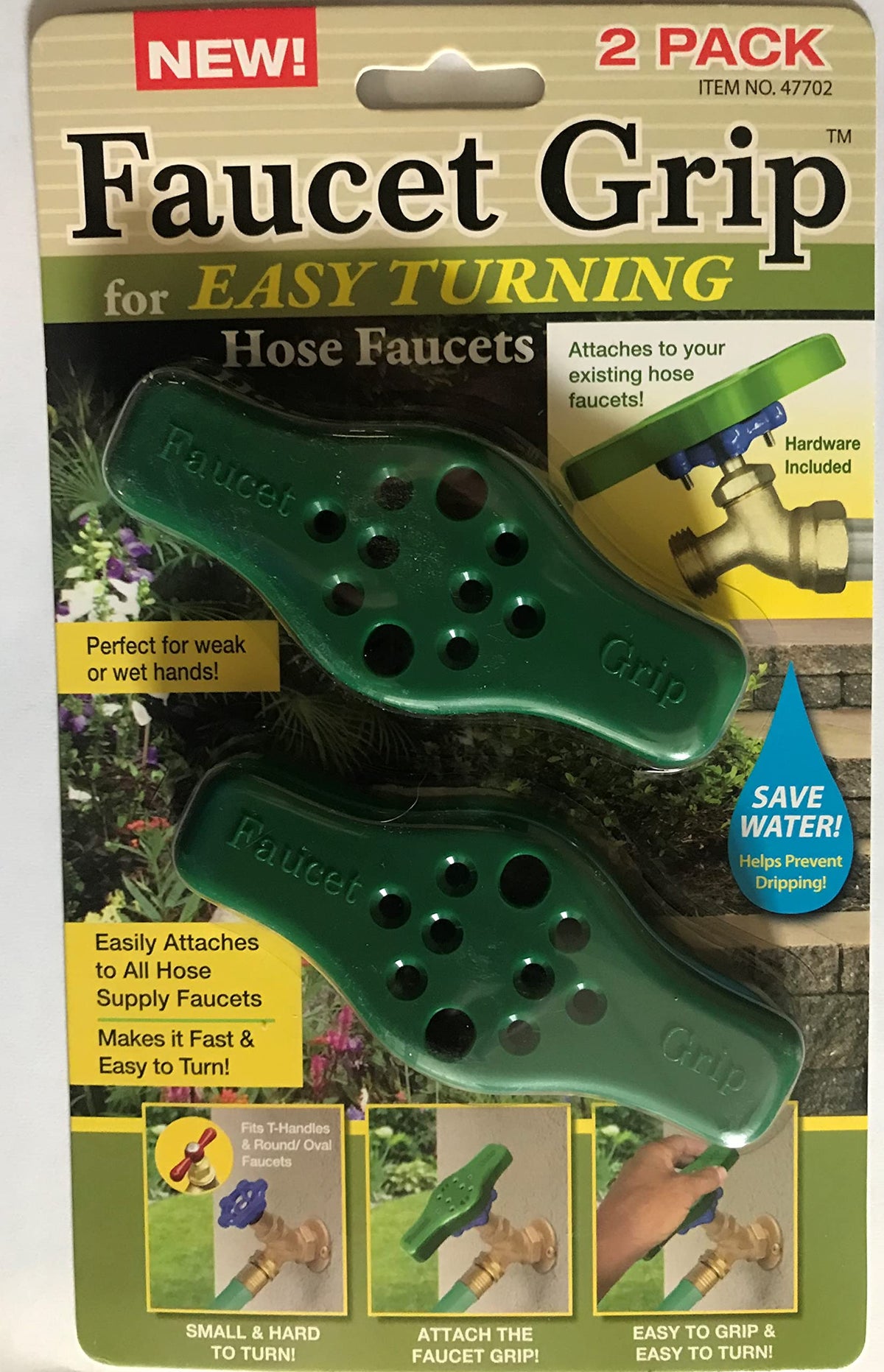 Faucet Grip Two Pack on round handle eases turning for impaired hands