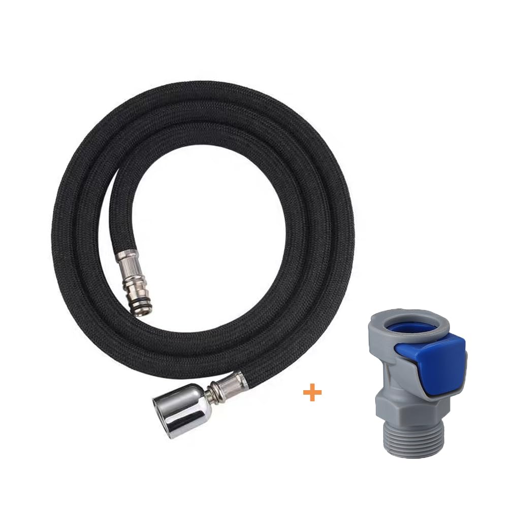 Faucet hose replacement with quick-connect in black enables fast, secure faucet maintenance.