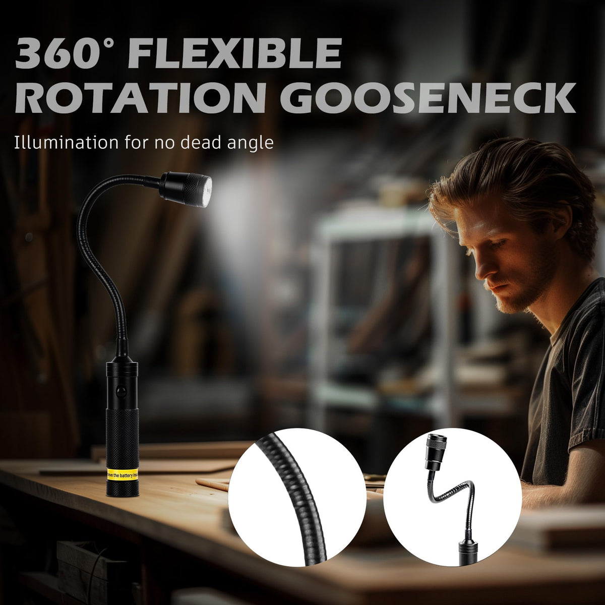 Favorlite magnetic base secures light on iron surfaces
