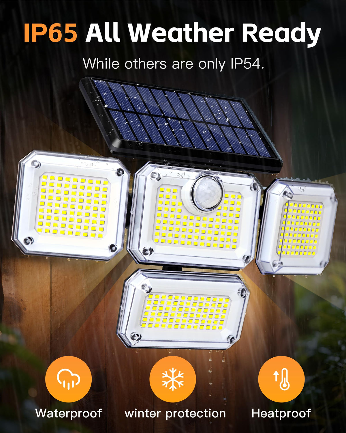 FAXBOX IP65 waterproof flood lights withstand rain, dust, and harsh weather.