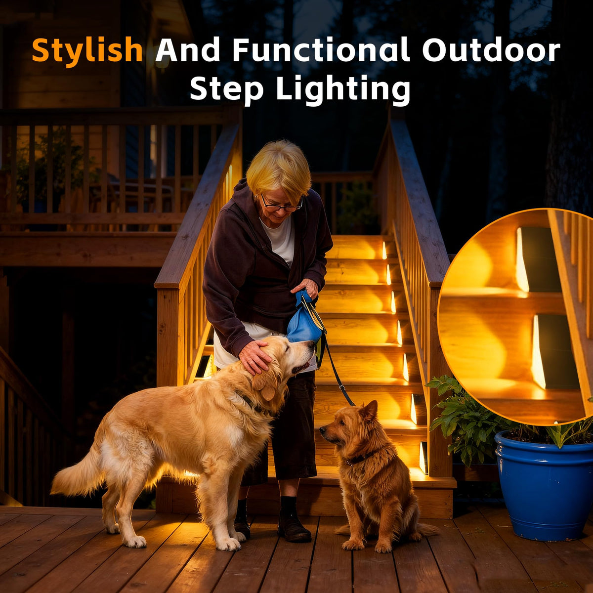FaxBox solar stair light for terrace creates warm 3000K ambiance.