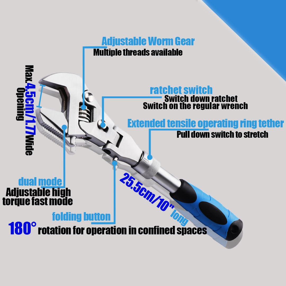 Faxhool ratcheting wrench jaws offer smooth fastener grip and pipe serration.