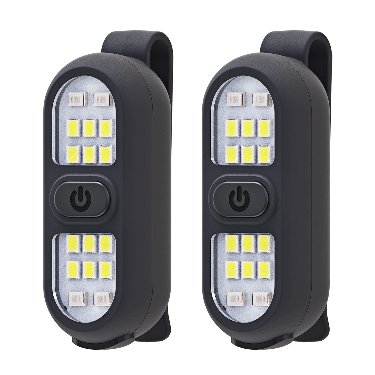 Faxins clip-on flashlight with 450-lumen high beam for bright, hands-free visibility.