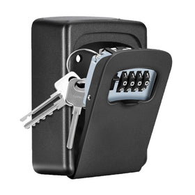 Fayleeko key lock box wall-mounted with 4-digit code for secure outdoor key storage.