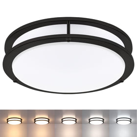 Faymart Lighting black flush mount 13in front view with space saving design