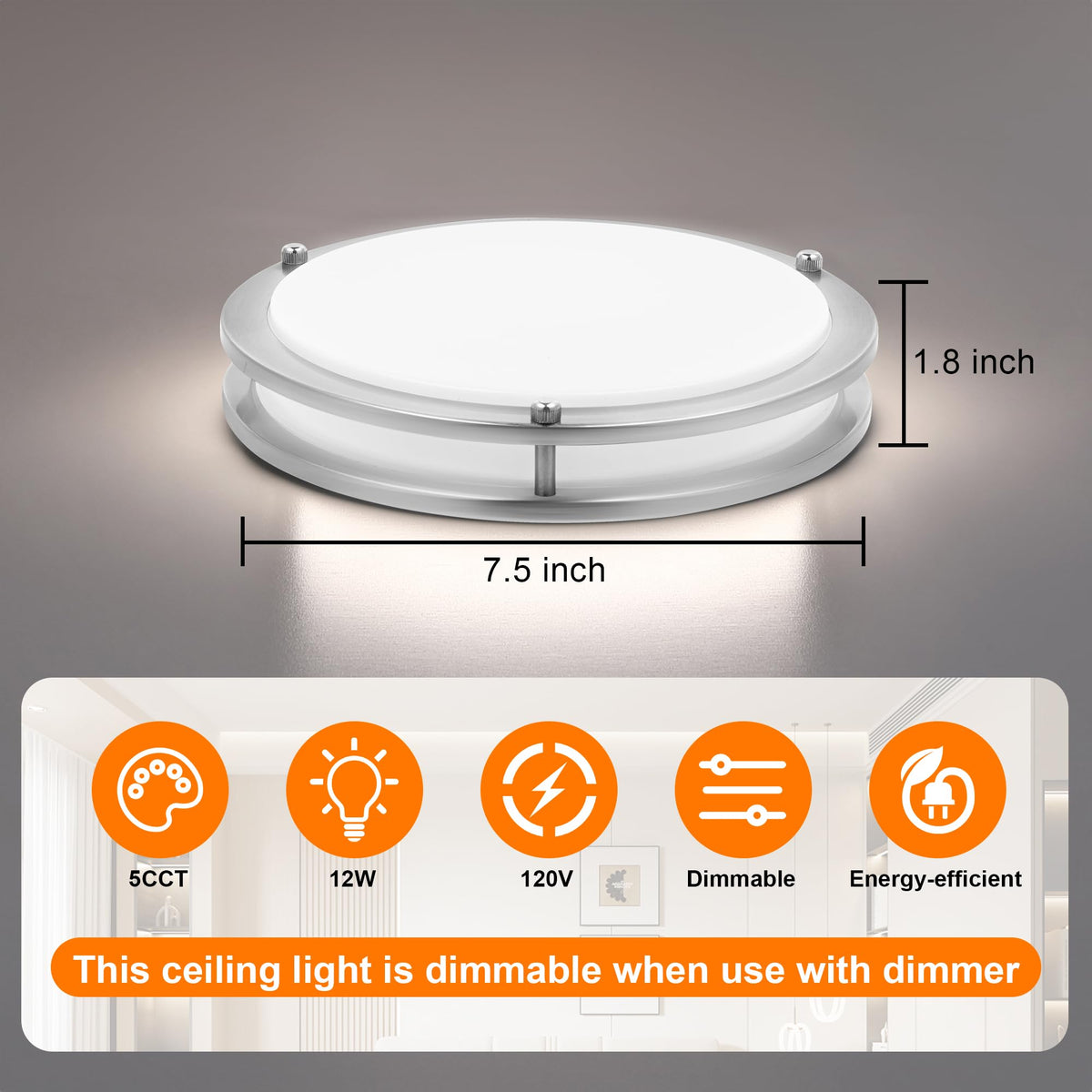 Faymart Lighting flush mount ceiling light installed easily with included hardware.