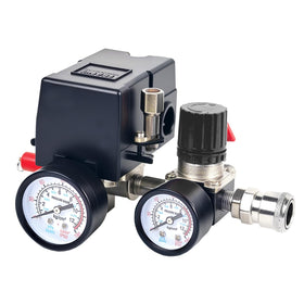 FBANG air compressor pressure switch with gauge display for precise control.