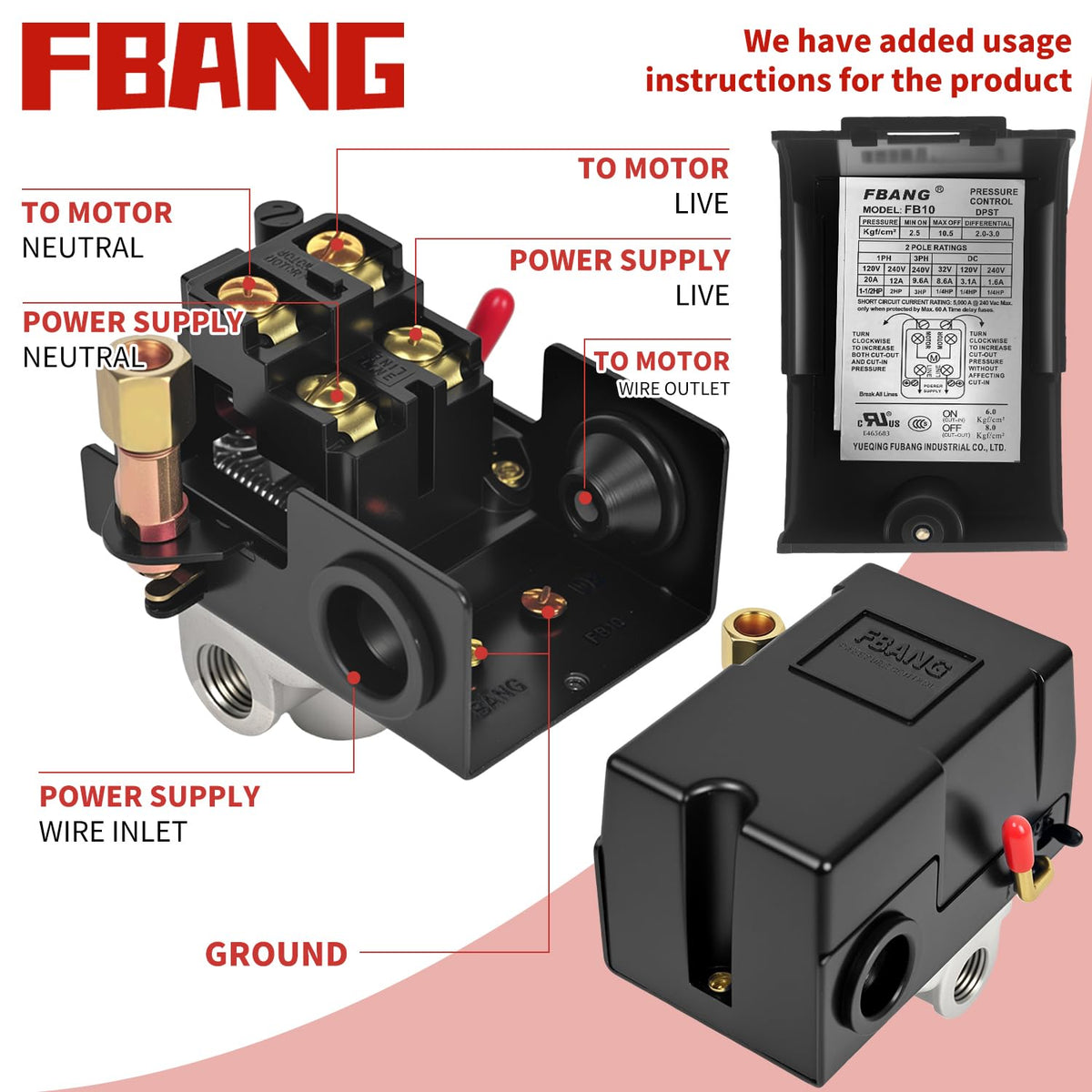 FBANG pressure gauge clear readout enables quick pressure monitoring.
