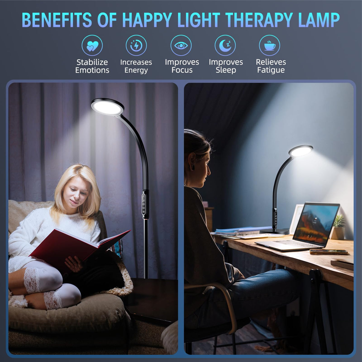 FBBJFF Happy Light full-spectrum 11000 lux brightness for a daylight feel