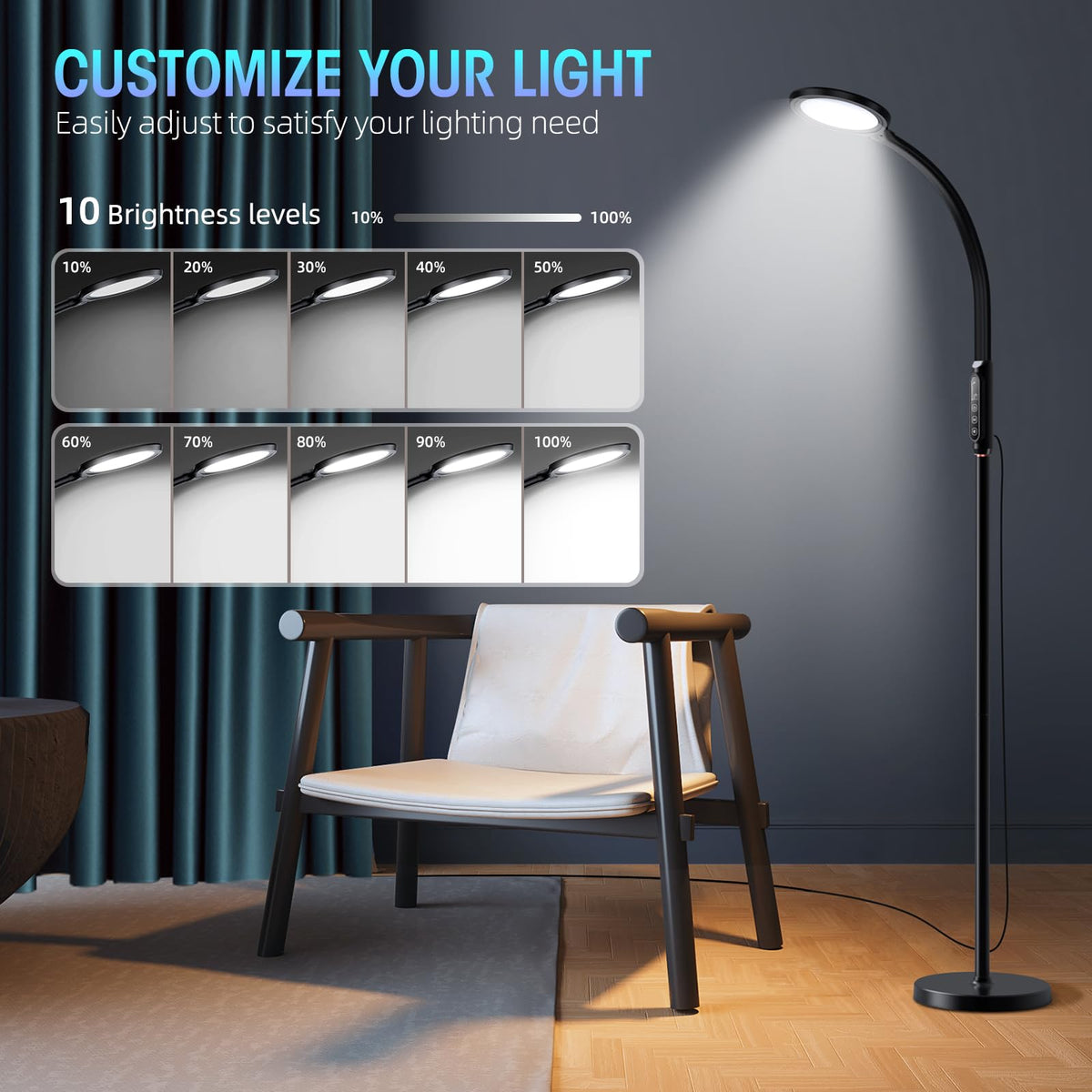 FBBJFF Happy Light 360-gooseneck tilting angle for precise light direction