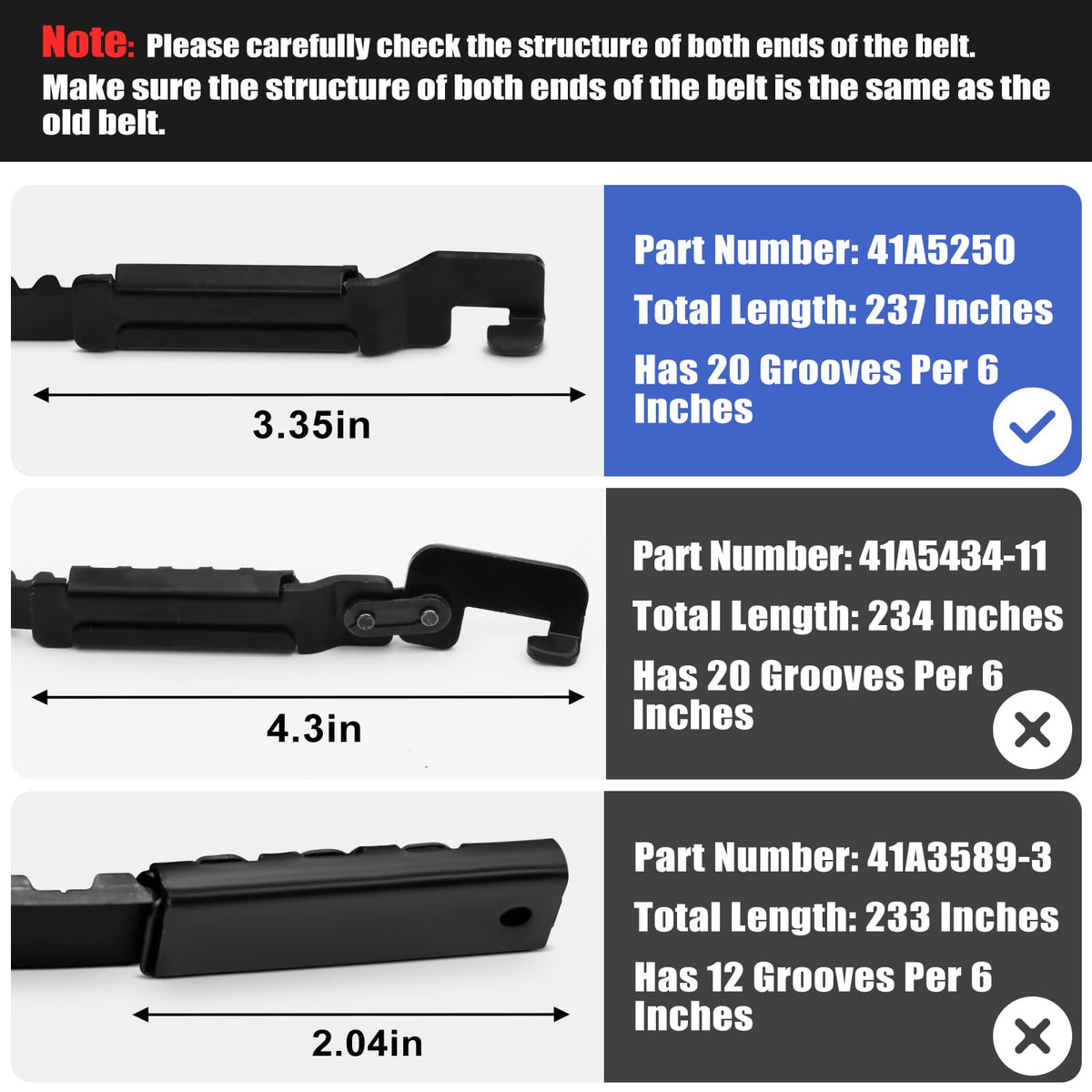 FBULWSEC 237-inch belt length supports full replacement for 7-foot doors