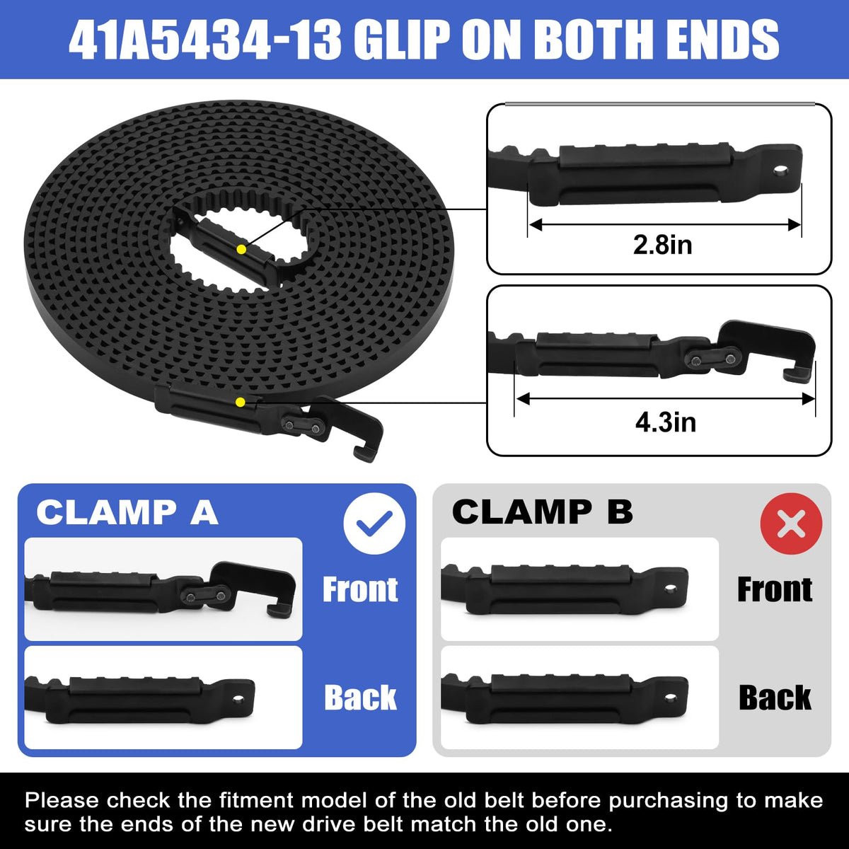 FBULWSEC 257-inch belt length with grooves for secure tracking