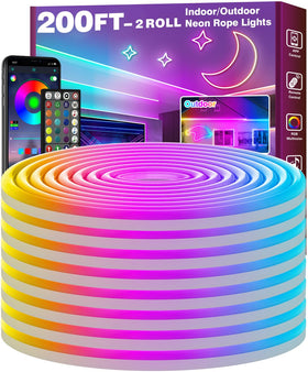 FBZ 200Ft LED rope light outdoor RGB with IP65 waterproof for durable exteriors.