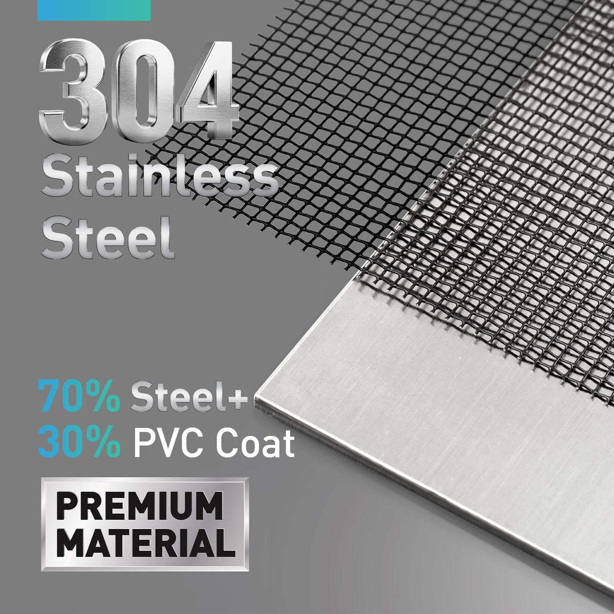 FCSOTSPS black PVC-coated weave close-up shows sturdy mesh and even coating.