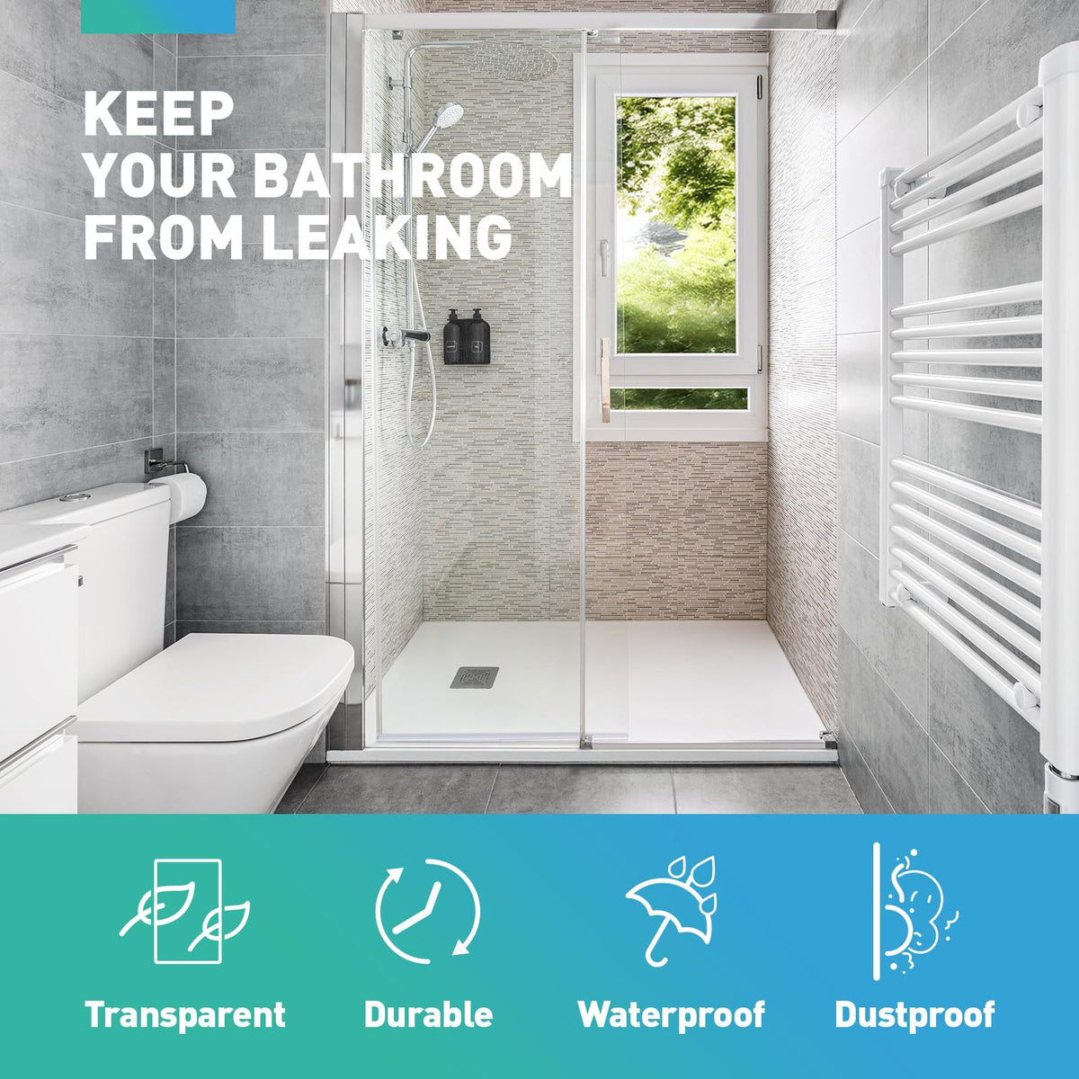 Seal designed for one-quarter-inch glass with precise fit guidelines.