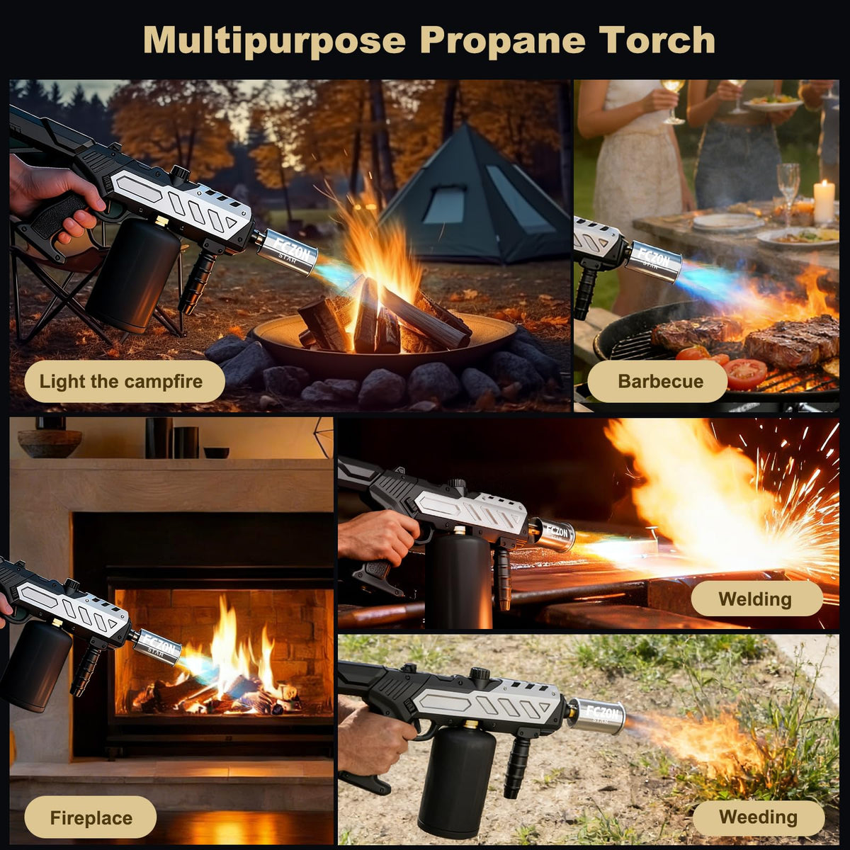 FCZON Star Flame Thrower Gun heat up to 1800°C for fast cooking.