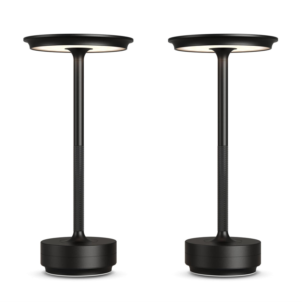 FDIDC cordless table lamp with top spiral touch control for easy operation.