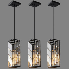 FDPBY black pendant light 3-pack with adjustable height for kitchen island decor.