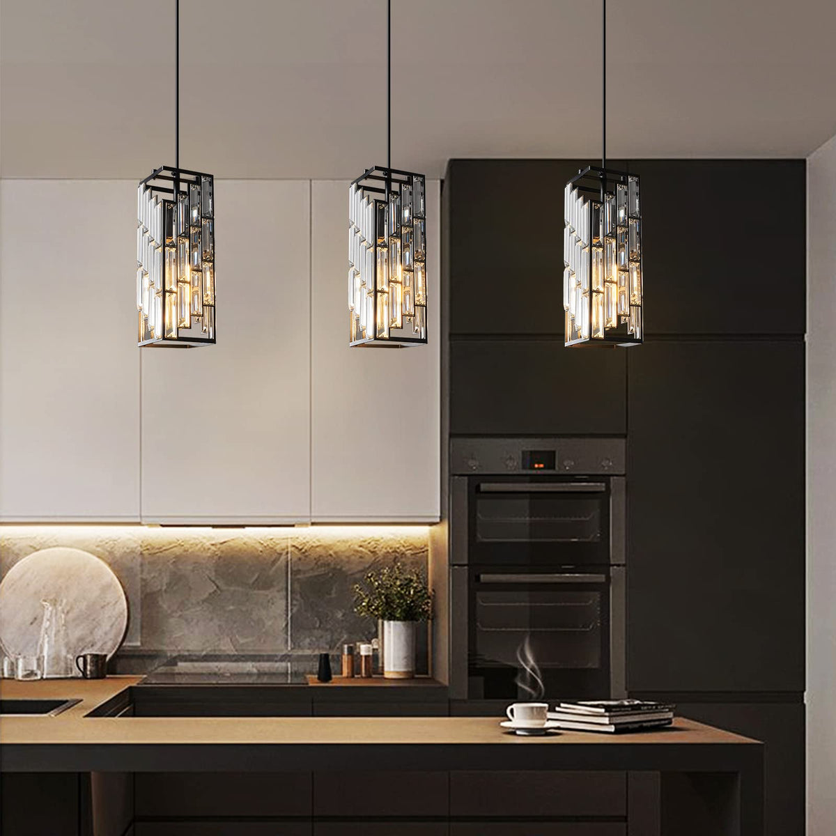 FDPBY mini crystal chandelier adds elegant sparkle to dining areas.