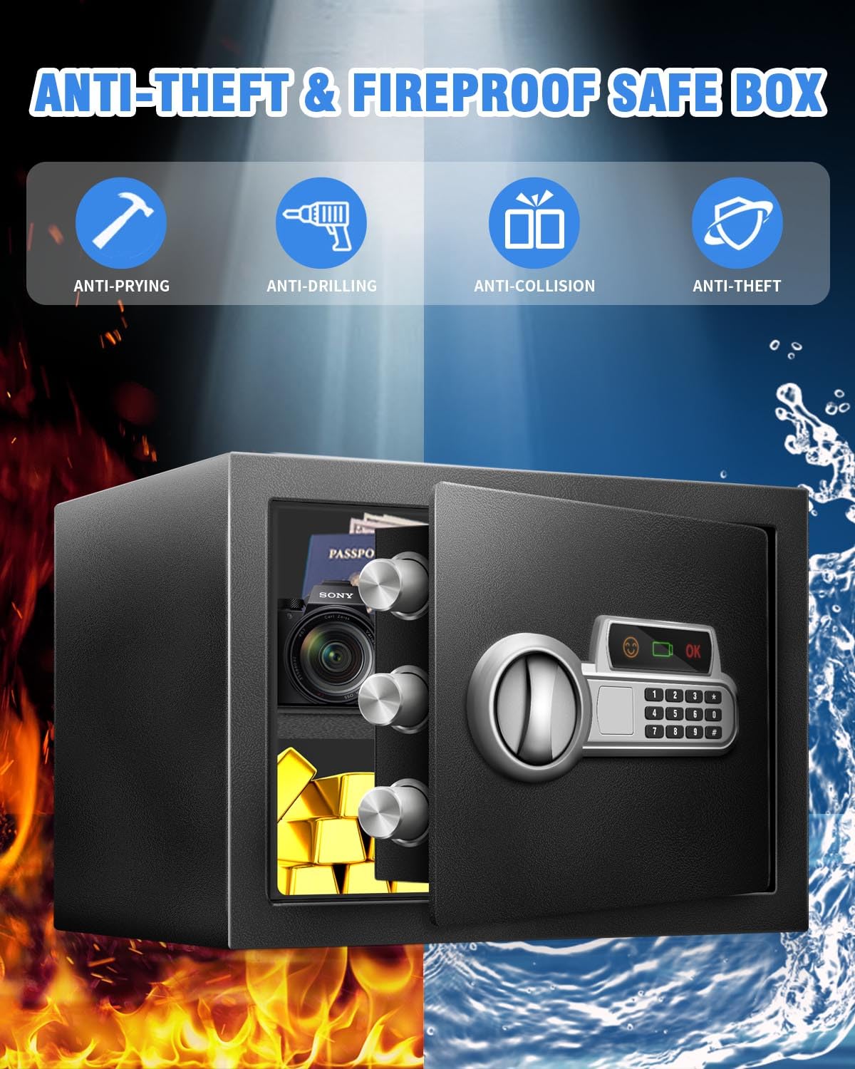 Fdsutvit Safe Box Type-C emergency port enabling power backup