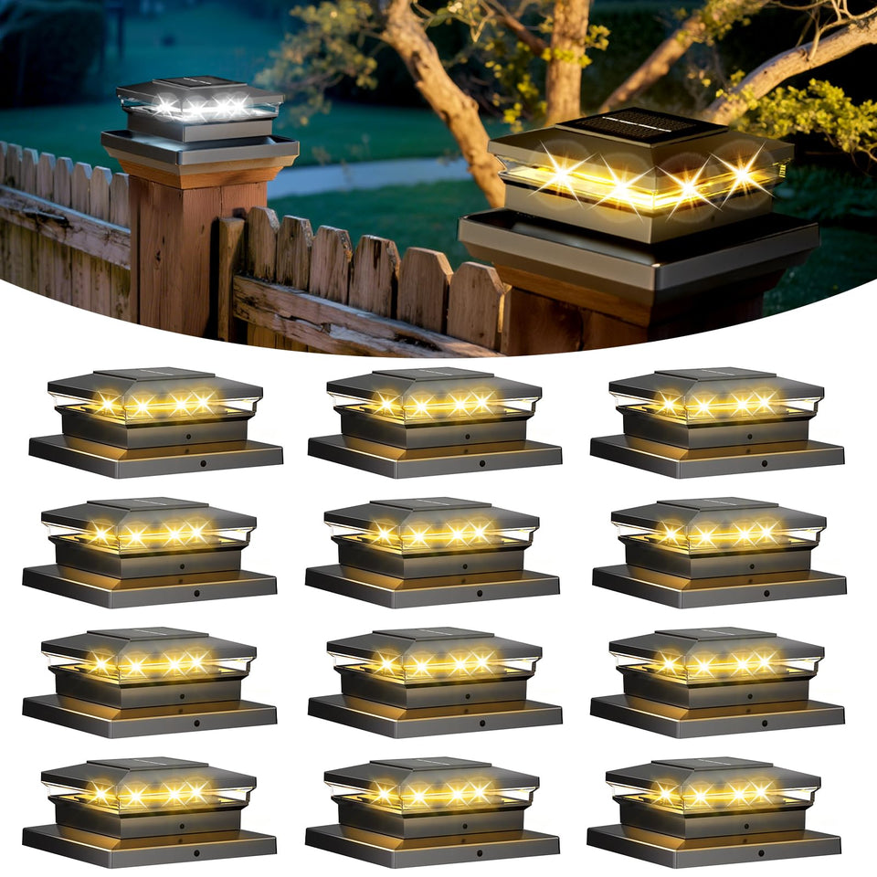 FEACORT solar post cap light on a 4x4 base provides pathway illumination