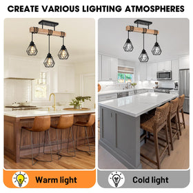 Feanron kitchen island light creates a focal dining ambience.