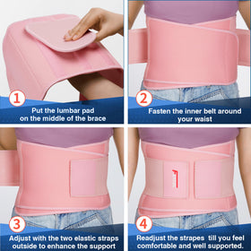 FEATOL back brace outer Velcro strap allows easy and secure adjustment.