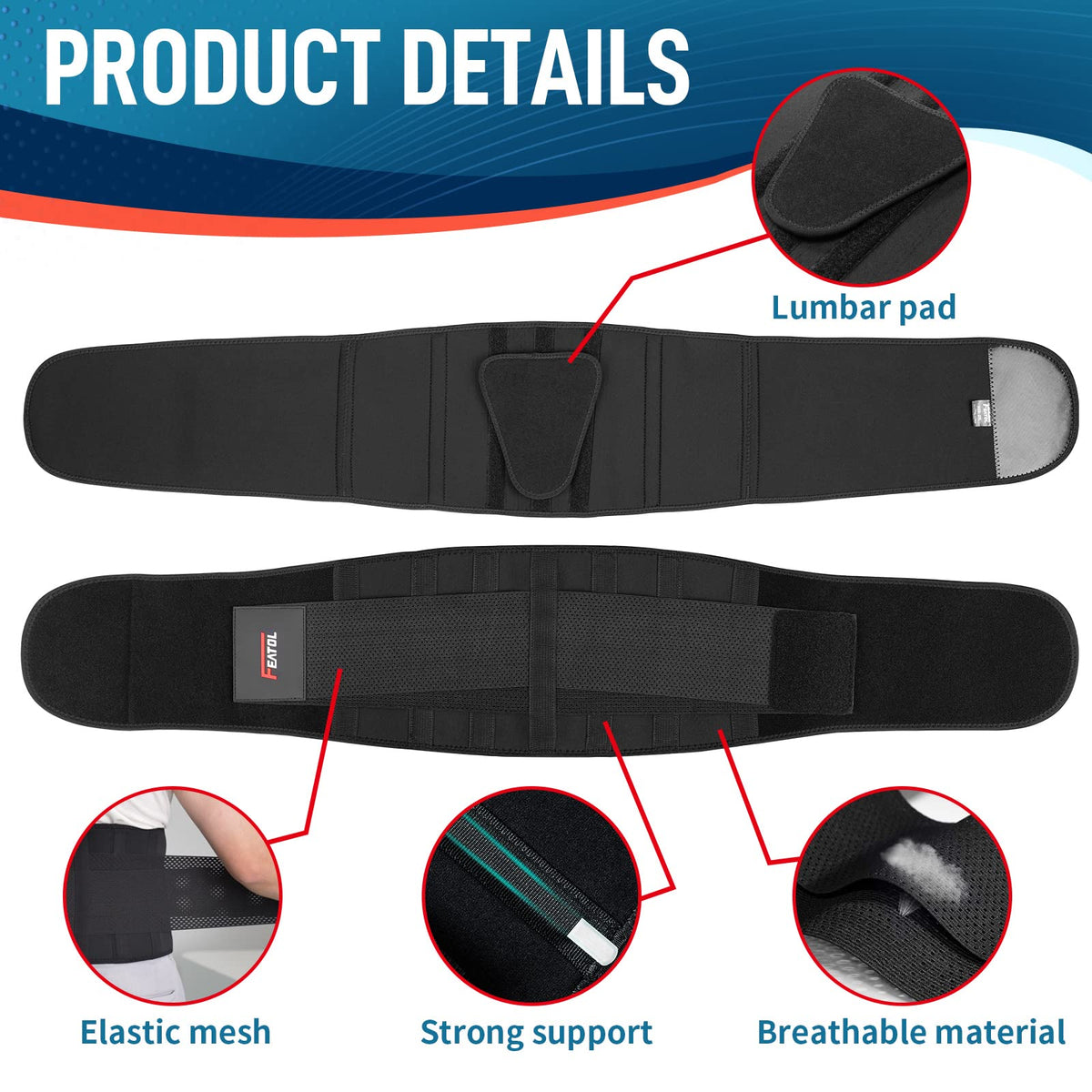 FEATOL belt designed for men and women with breathable, secure fit.