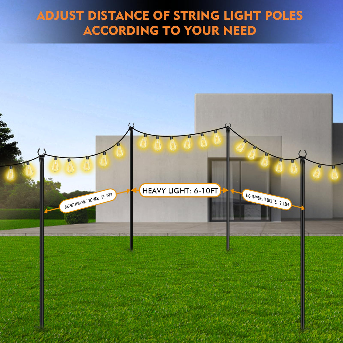 FEED GARDEN outdoor light poles with brackets and screws for deck setup