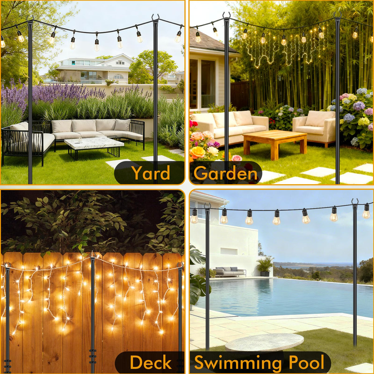 FEED GARDEN poles with U-bracket support for flexible mounting options