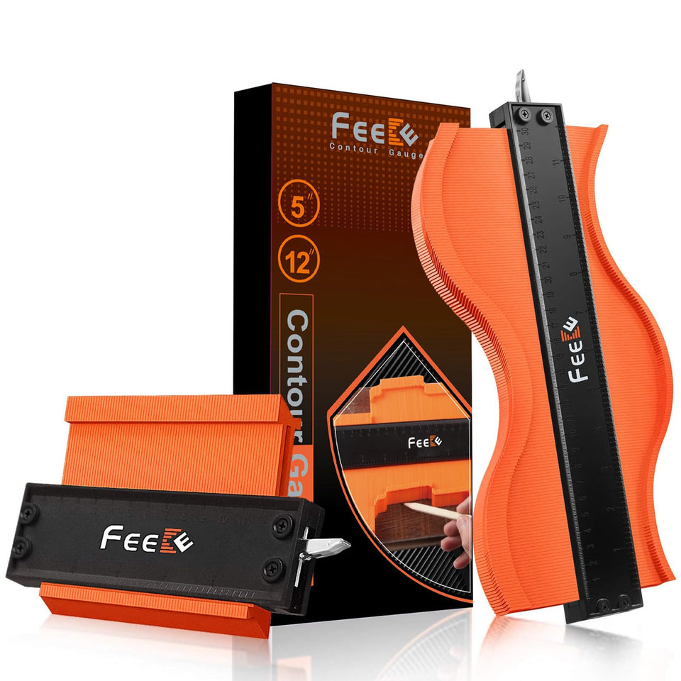 Feeke contour gauge 12-inch with lock for precise shape transfer in woodworking.