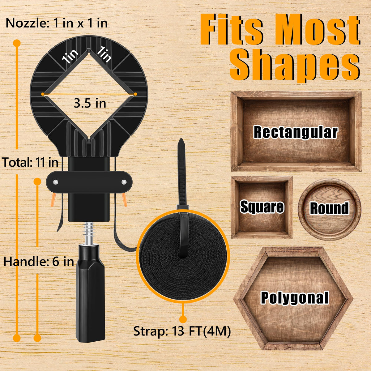 Feekoon belt clamp provides 360-degree even pressure for strong joints.