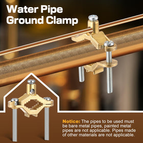 Feekoon clamp on a water pipe ready for bonding wire.