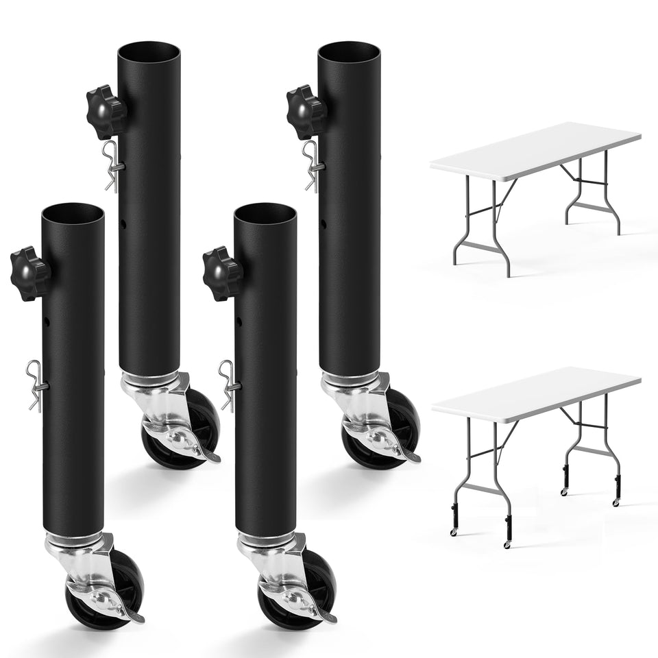 Feeloco table legs with wheels for easy movement on carpet and hardwood floors