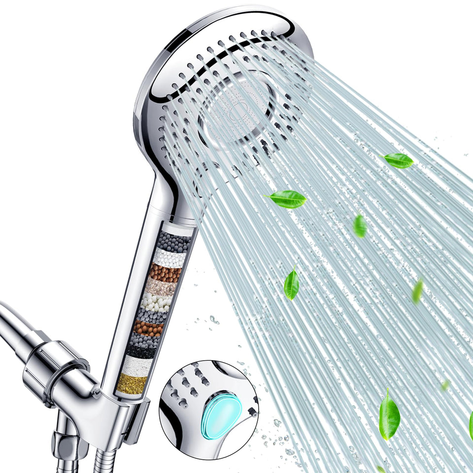 FEELSO filtered shower head main unit with chrome ABS finish for durable, skin-friendly showers.