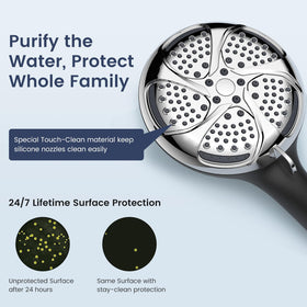 FEELSO filtered shower head anti-clog nozzles maintain consistent flow