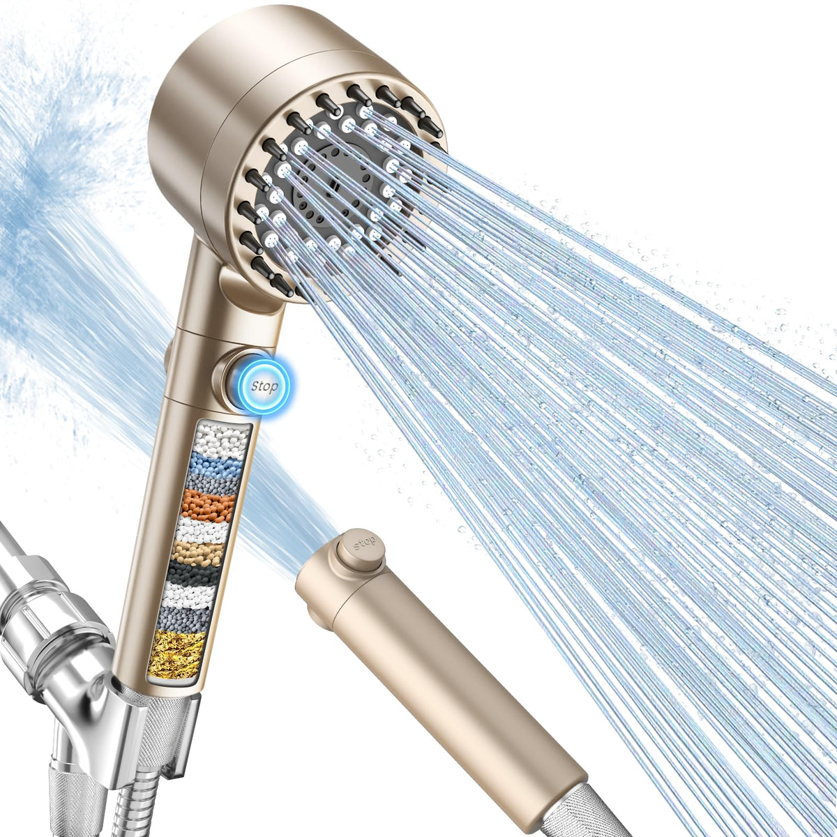FEELSO filtered shower head filtration system reduces chlorine for gentler water.