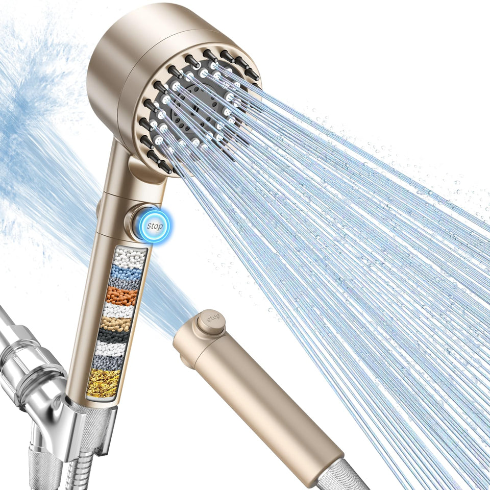 FEELSO filtered shower head filtration system reduces chlorine for gentler water.