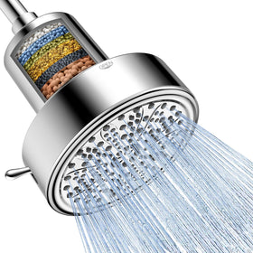 FEELSO filtered shower head front view with high-pressure rain setting for quick rinses.