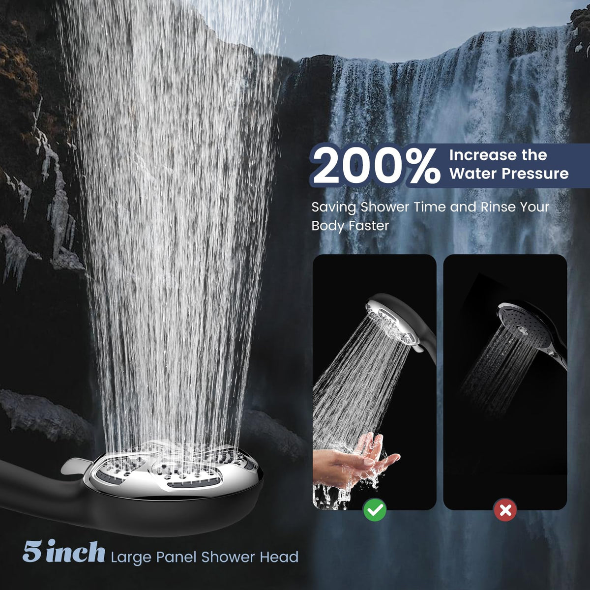FEELSO filtered shower head in massage mode for relaxed muscle relief