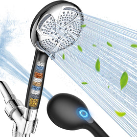 FEELSO filtered shower head in rain mode delivering steady, full-coverage water flow