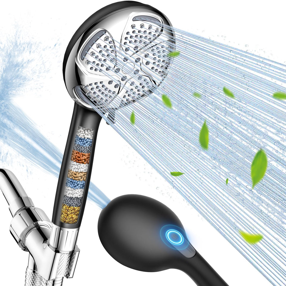 FEELSO filtered shower head in rain mode delivering steady, full-coverage water flow