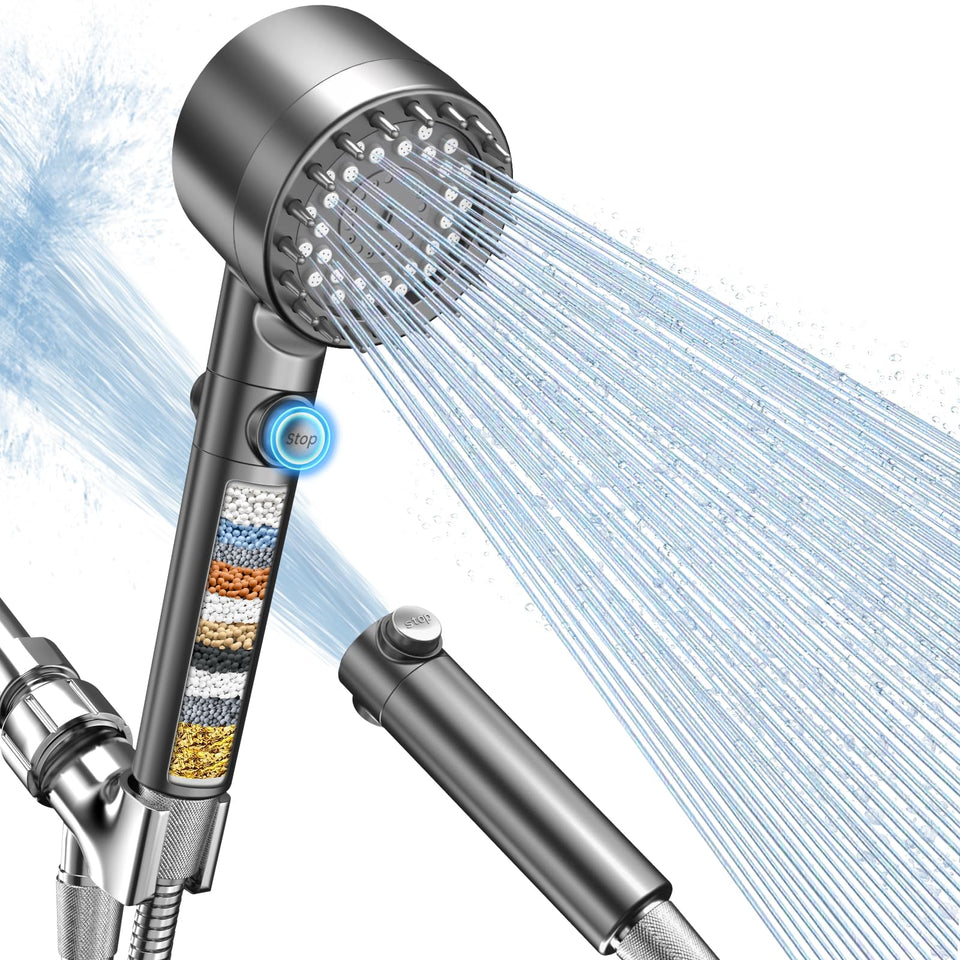 Feelso filtered showerhead handheld high-pressure spray for a refreshing shower.