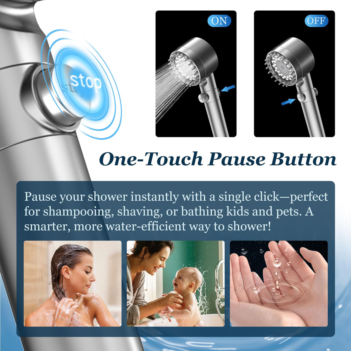 Feelso four spray modes for rainfall, mist, or mix experiences.