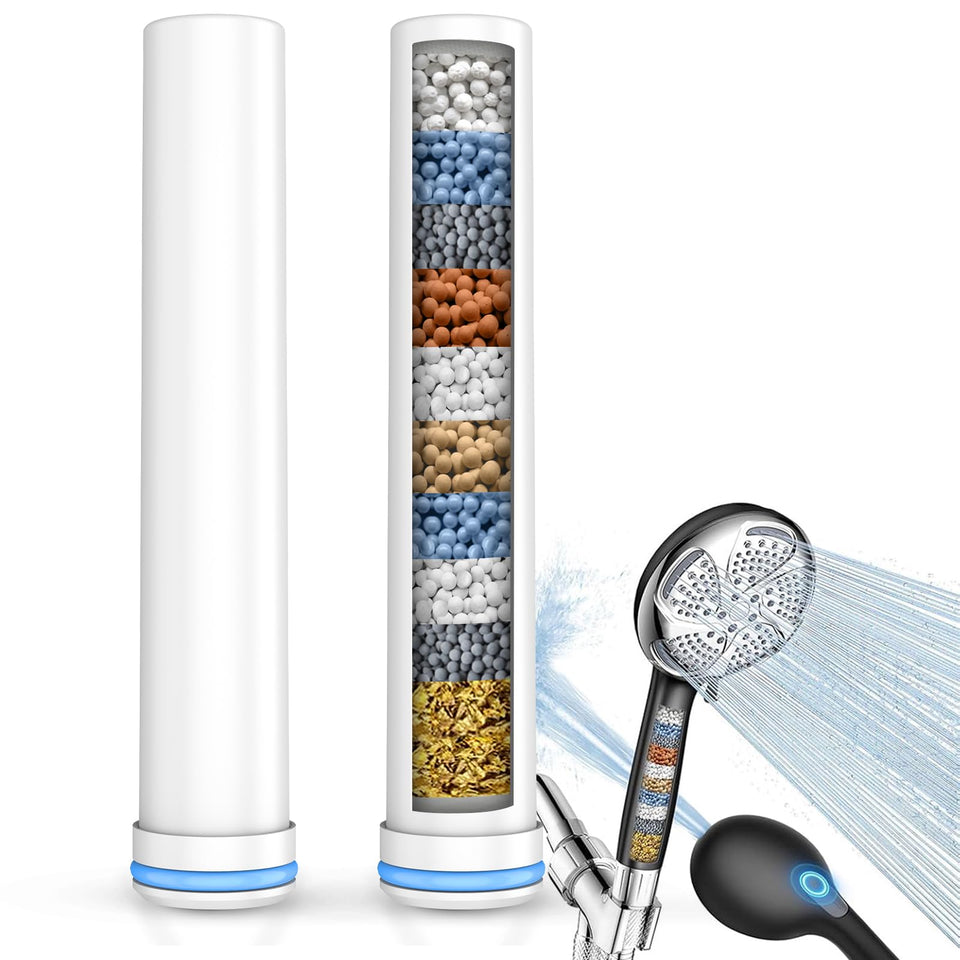 FEELSO shower filter pack for handheld shower heads reduces chlorine for softer skin